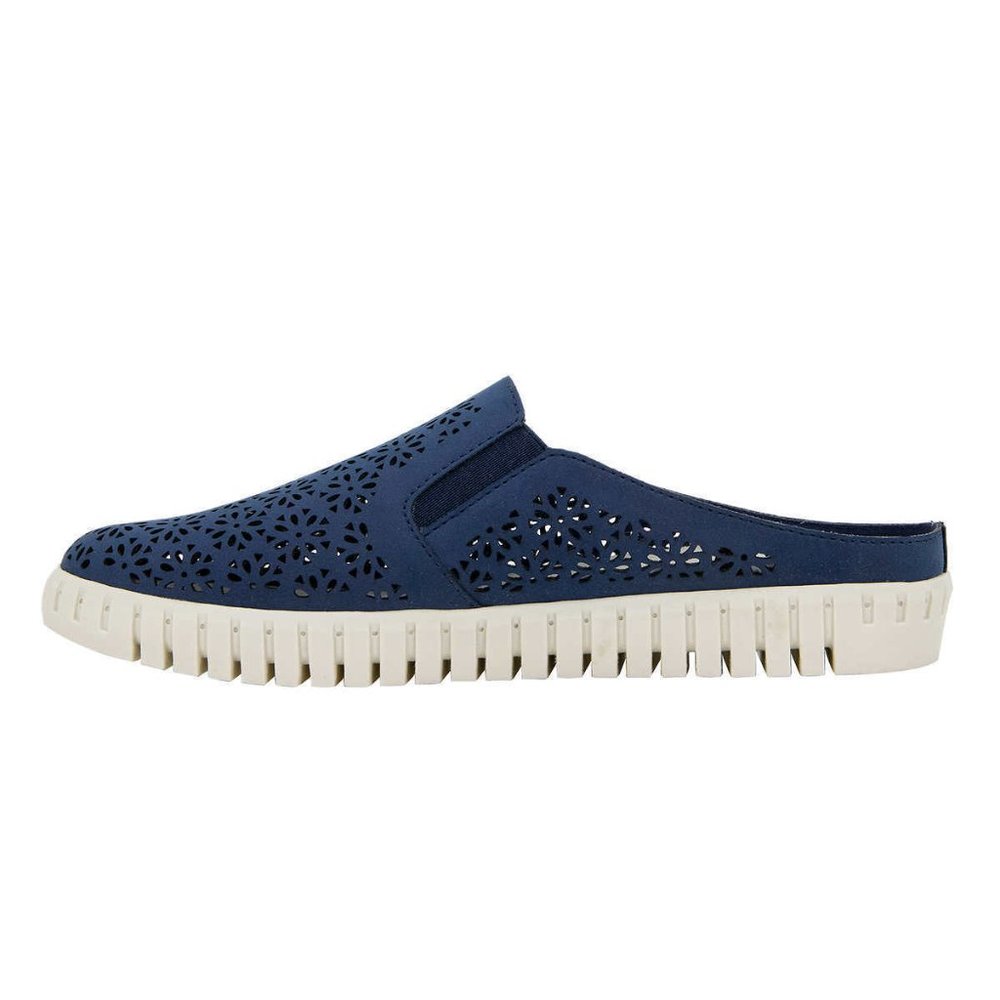 Jsport Ladies' Floral Cutout Lightweight Comfy Slip-On Mule - Navy - Picture 5 of 8